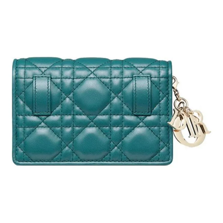DIOR Lady Dior Sheepskin Clutches Shoulder Bag Crossbody Bag Small Size Women's Blue-3