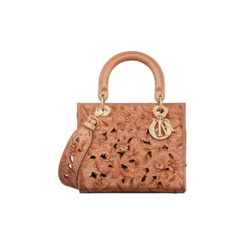 DIOR Lady Dior Calfskin Shoulder Bag Crossbody Bag Handbag Medium Size Women's Light Brown