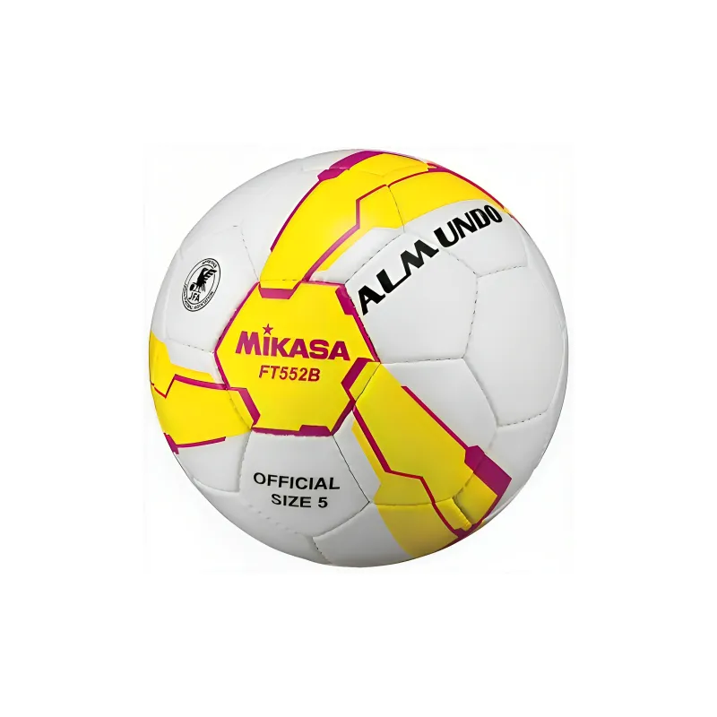 MIKASA Size 5 Soccer Synthetic Leather Hand Stitched Soccer Ball Unisex White Yellow-0
