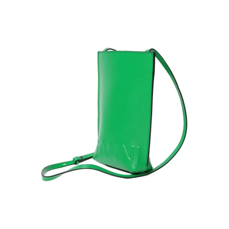 GANNI Banner Leather Shoulder Bag Crossbody Bag Small Size Women's Green-3
