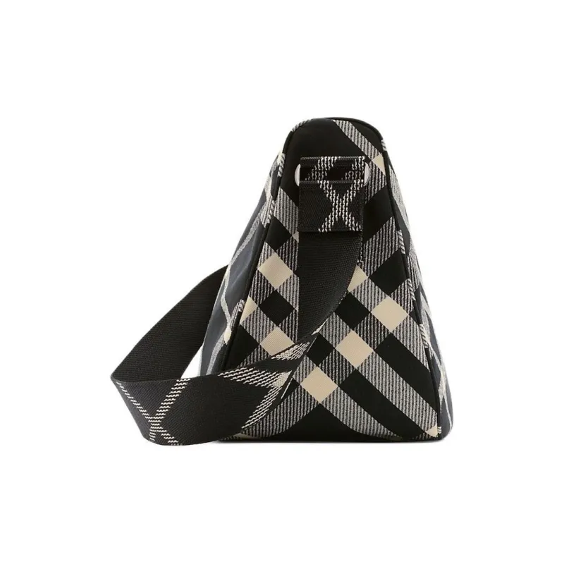 Burberry Cotton Blend Jacquard Fabric With Polyester Messenger Bag, Crossbody Bag, Shoulder Bag Men's Black-1