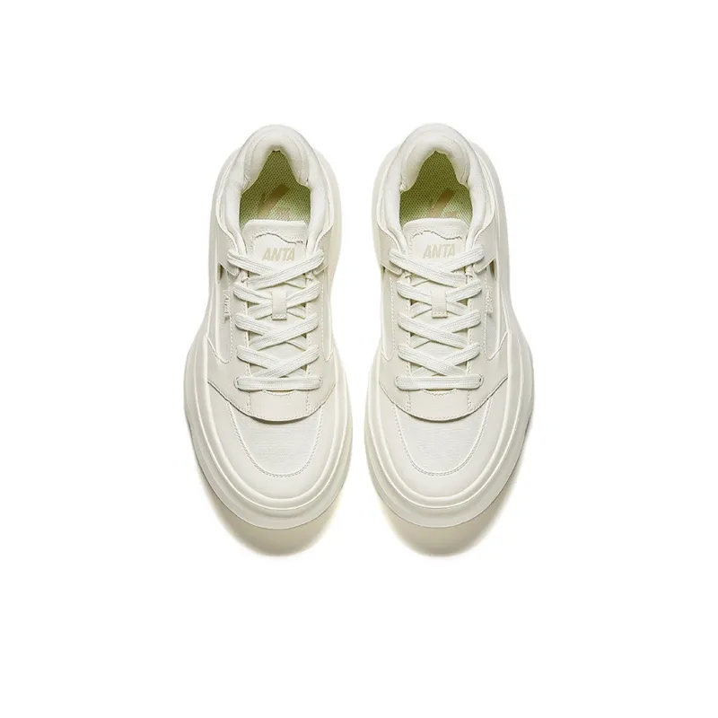 Anta Cookie Shoes Height Increasing Lightweight Low Top Skateboard Shoes Men's Ivory White-2