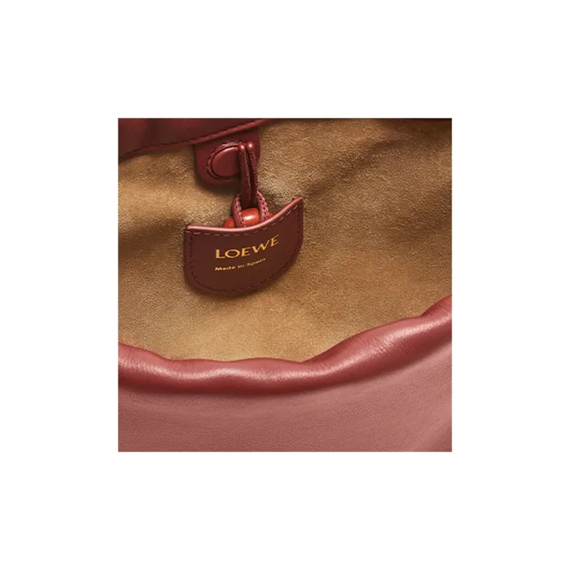 LOEWE Flamenco Nappa Sheepskin One Shoulder Crossbody Clutch Mini Women's Dark Brick Red-7
