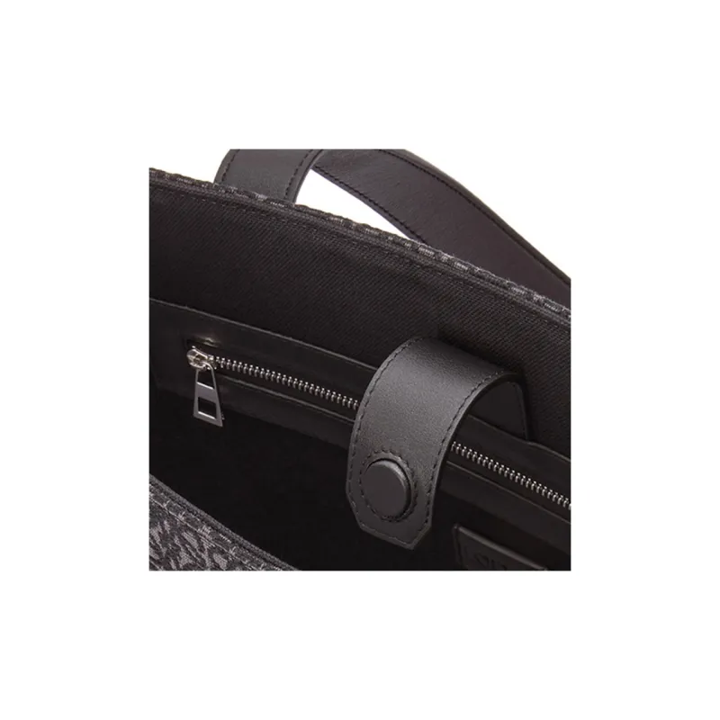LOEWE Canvas Jacquard With Calfskin Canvas Bag Tote Bag Shopping Bag Shoulder Bag Handbag Men's Anthracite/Black-3
