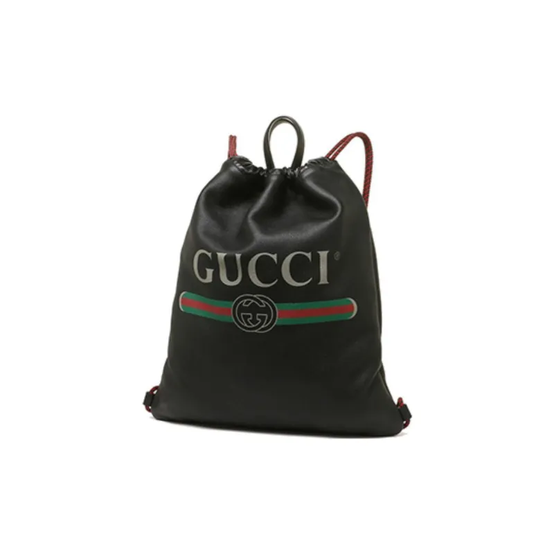 GUCCI Leather Backpack Medium Size Unisex Black-3