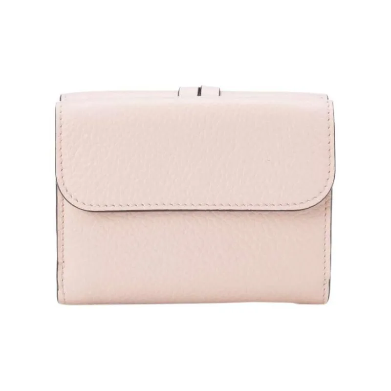 Chloe Grain Leather Wallet Trumpets Women's Pink-2