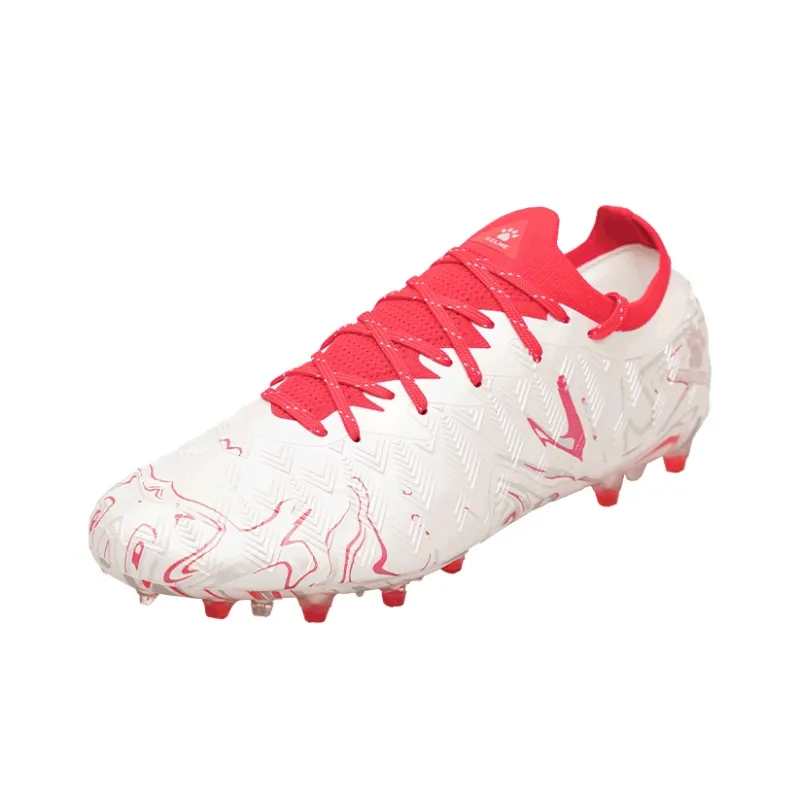 KELME MG Rubber Short Studs Lightweight Coverage Soccer Shoes Men's White Red-2