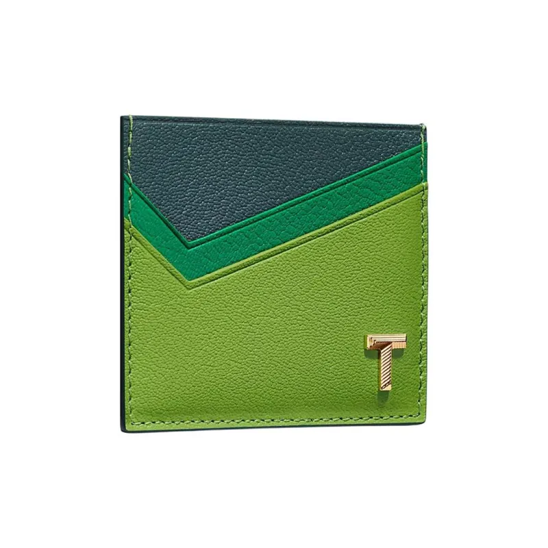 TIFFANY & CO. Tiffany T Goatskin Card Holder Women's Emerald Green-1