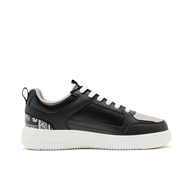 QIAODAN Coverage Slip-Resistant Balance Low-Top Skateboard Shoes Men's Black Smoke Mist-2