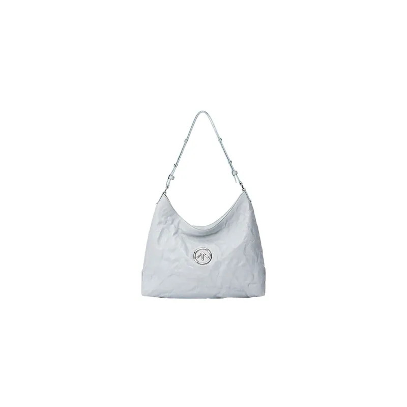 GROTTO Hobo Series Sheepskin One Shoulder Crossbody Soft Bag Regular Unisex Haze Blue-1