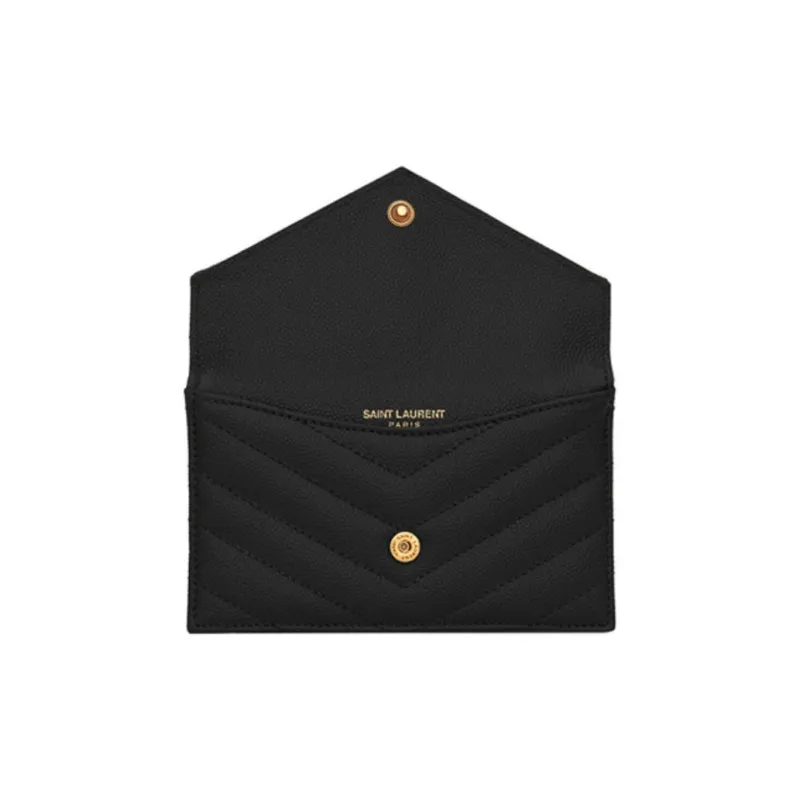 SAINT LAURENT Monogram Cow Leather Coin Purses Card Holders Women's Black-2