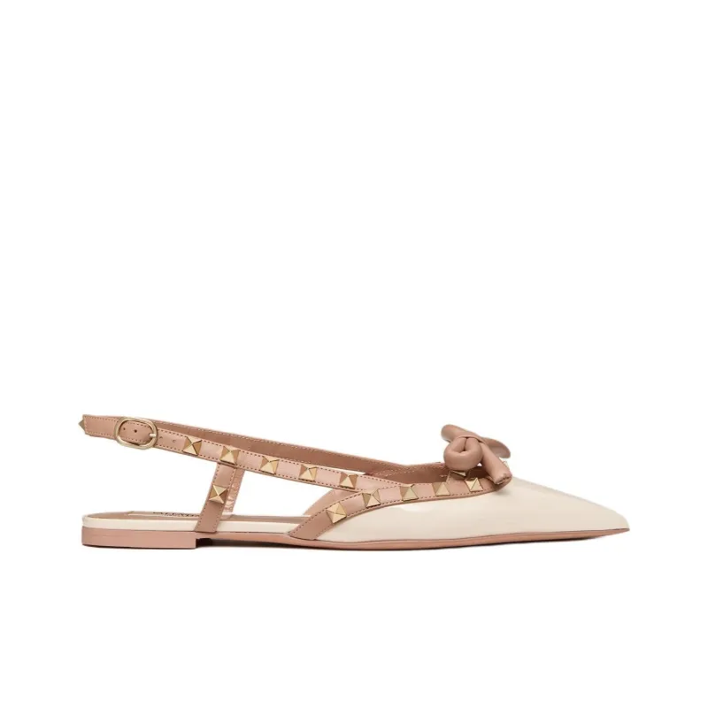 Valentino Garavani Rockstud Bow Slingback Ballerina Shoes-1