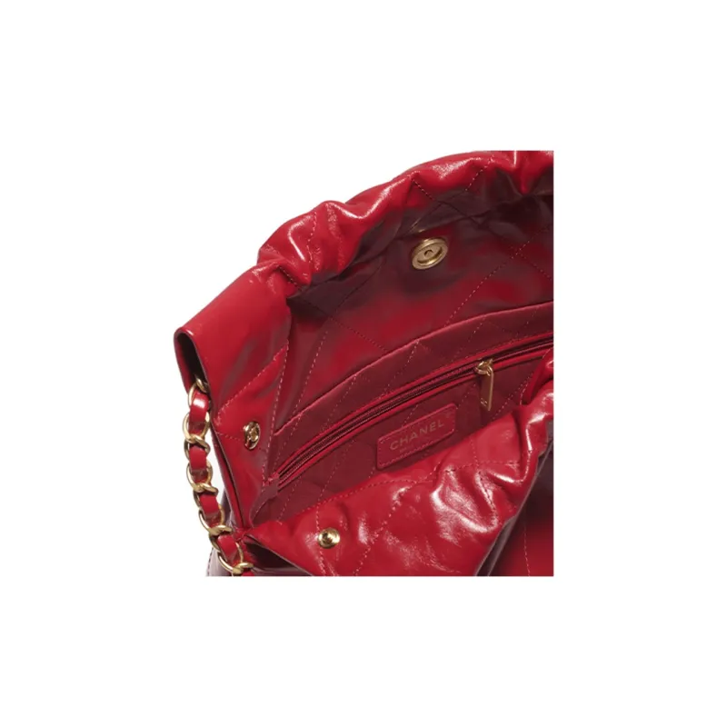 CHANEL 22Bag Smooth Finish Calfskin Tote Bag, Shopping Bag, Portable Crossbody Bag, Shoulder Bag Women's Red-3