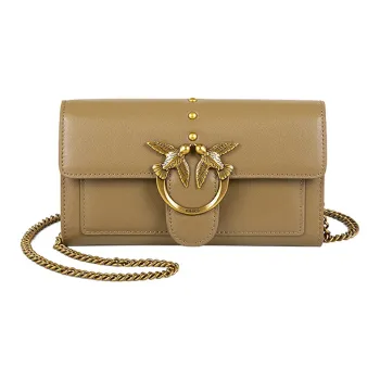 PINKO Cow Leather Money Clip Card Wallet Bird Bag Shoulder Bag Crossbody Bag Women's Olive