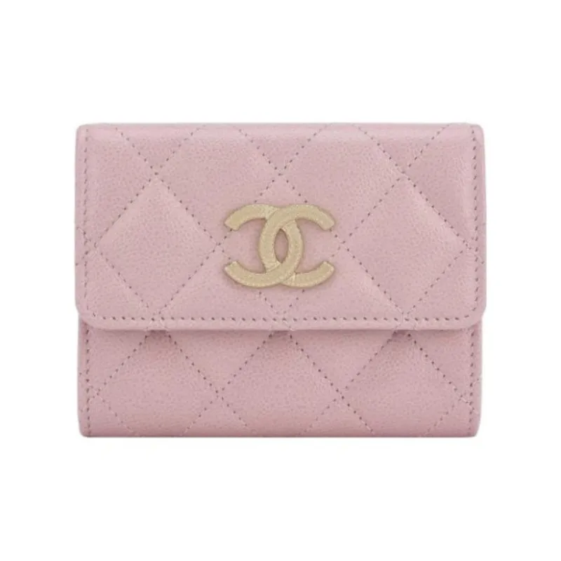 CHANEL Grain Calfskin Card Holder Women's Light Pink-0