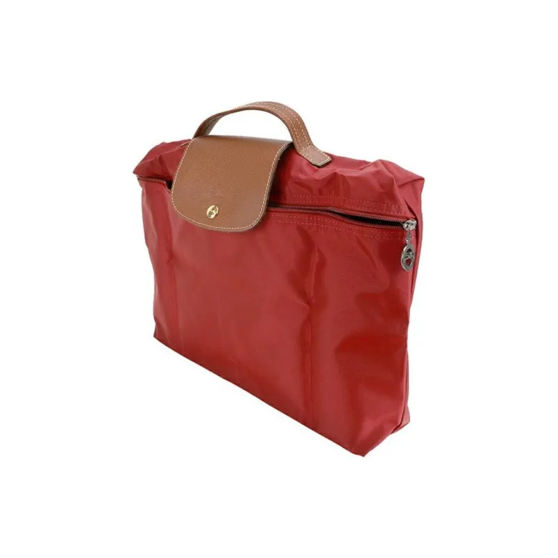 LONGCHAMP Le Pliage Recycled Canvas With Leather Trim Canvas Bag Portable Briefcase Small Size Men's Red-1