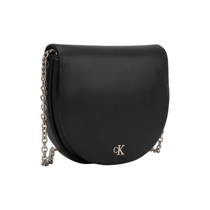 CALVIN KLEIN Synthetic Material Saddle Bag, Crossbody Bag Women's Space Black-1