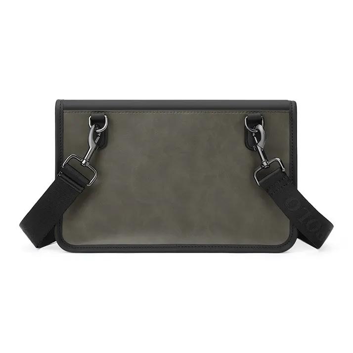 POLO Synthetic Leather Crossbody Bag Shoulder Bag Medium Size Men's Gray Green-7