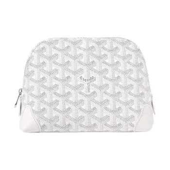 GOYARD Vendôme Canvas With Calfskin Dog's Teeth Makeup Bag Women's White