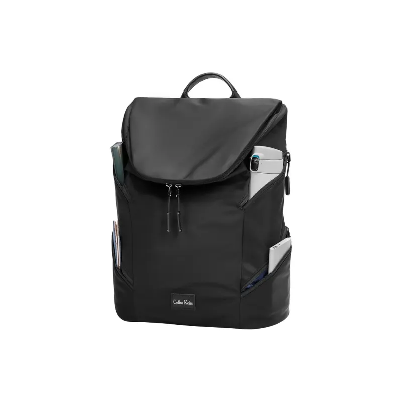 COLINS KEIRS Nylon Fabric Laptop Backpack Large Size Unisex Black-7