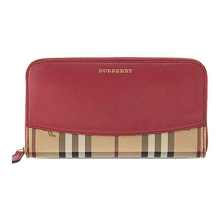 Burberry PVC With Calfskin Card Holder Wallet Women's Red-1