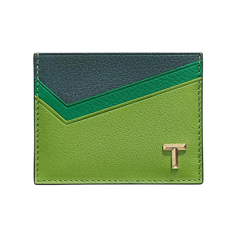 TIFFANY & CO. Tiffany T Goatskin Card Holder Women's Emerald Green-0