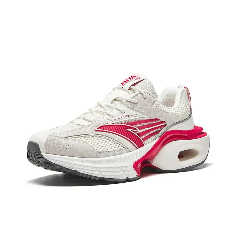 Anta Cushioning Height Increase Low Top Nitrogen Technology Running Shoes Men's White Red-1