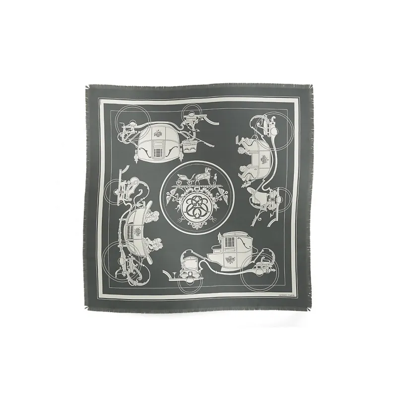 HERMES Mulberry Silk Silk Scarves Men's Gray-0