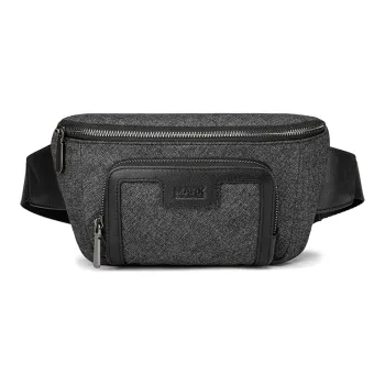 FAIRWHALE Oxford With Cow Leather Fanny Pack Regular Men's Dark Gray