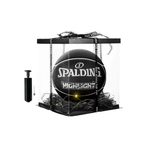SPALDING HIGHLIGHT Series PU Basketball Black Gold Size 7 Ball Training Unisex