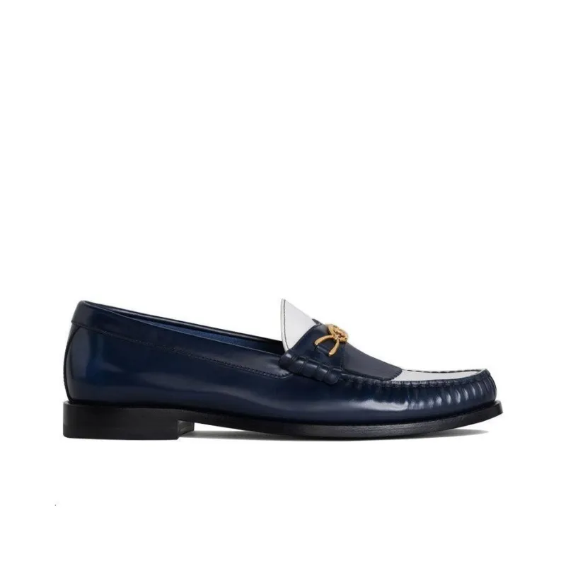 CELINE Triomphe Luco Maillon Loafers Women's Blue White-1