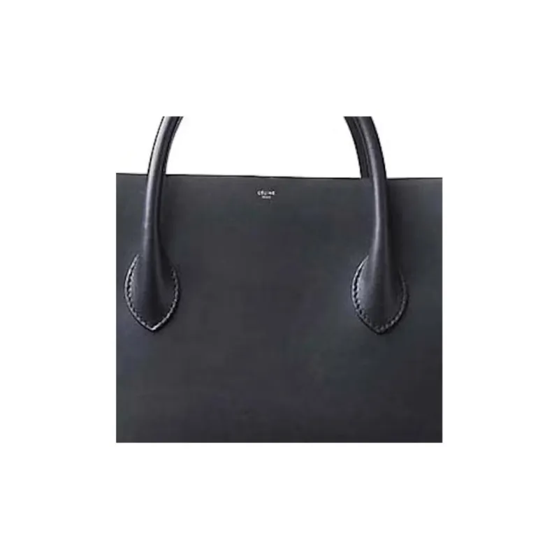 CELINE Leather Tote Bag Shopping Bag Handbag Women's Black-2