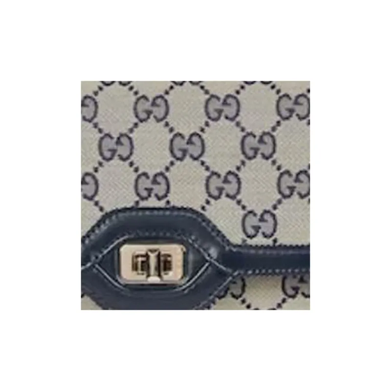GUCCI Canvas With Leather Binding Crossbody Bag Shoulder Bag Women's Beige & Blue-7