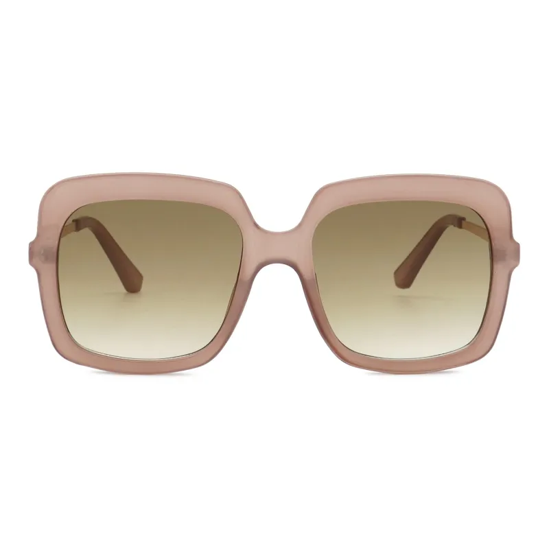 Pair Ponyo PC Square Sunglasses Unisex Transparent Dark Pink-1