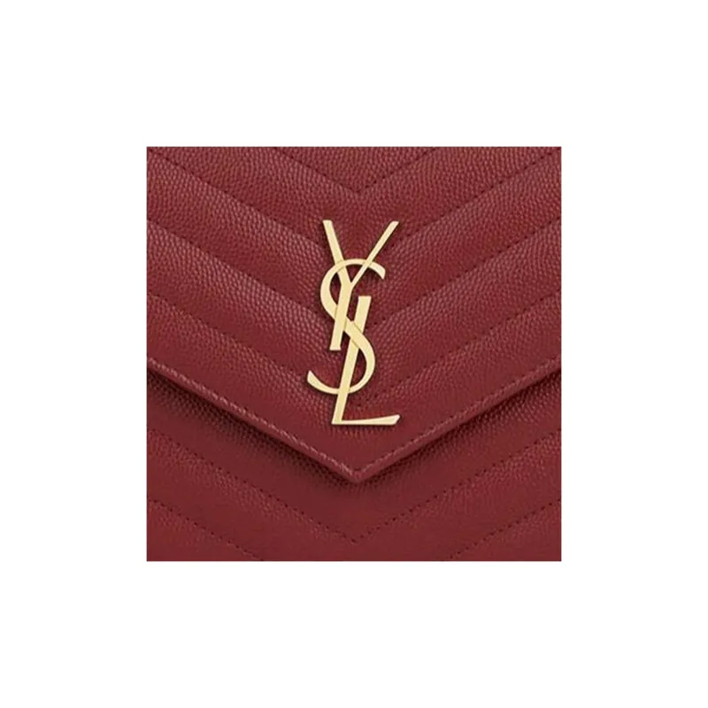 SAINT LAURENT ENVELOPE Grained Calfskin Envelope Bag Wallets Shoulder Bag Crossbody Bag Regular Women's Opium Red-5