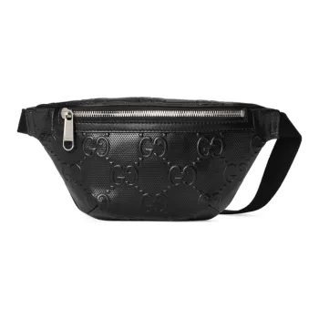 GUCCI Leather Shoulder Bag Crossbody Bag Sling Bag Fanny Pack Regular Unisex Black