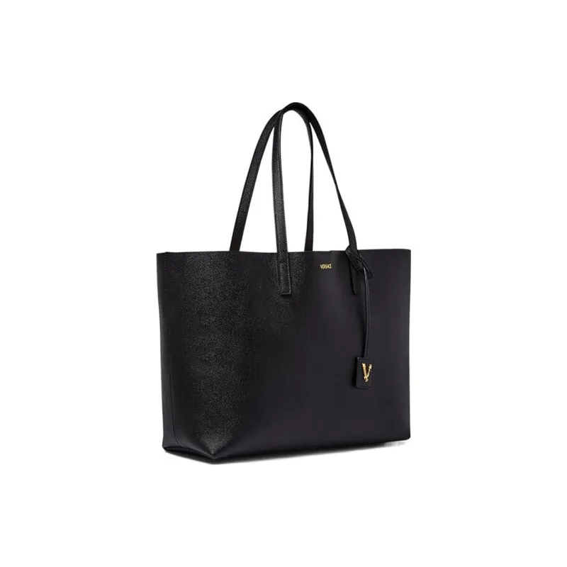 VERSACE Cow Leather Combo Bag Tote Bag Shopping Bag Handbag Shoulder Bag Women's Black-1