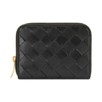 Bottega Veneta Sheepskin Leather Coin Purse Women's Black