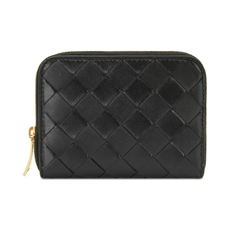 Bottega Veneta Sheepskin Leather Coin Purse Women's Black-0
