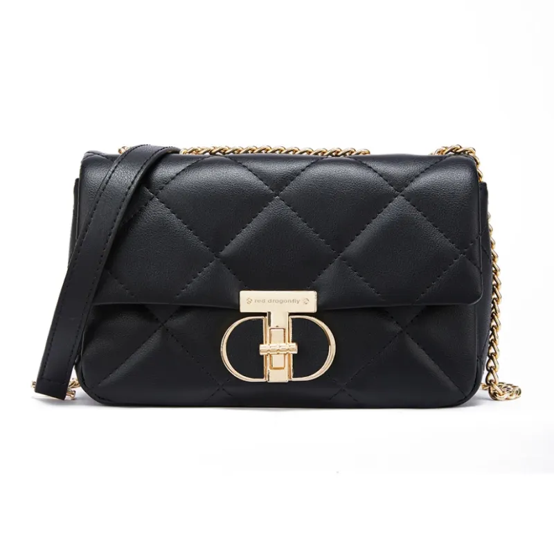 RED DRAGONFLY Cow Leather Shoulder Bag, Crossbody Bag Women's Black-2
