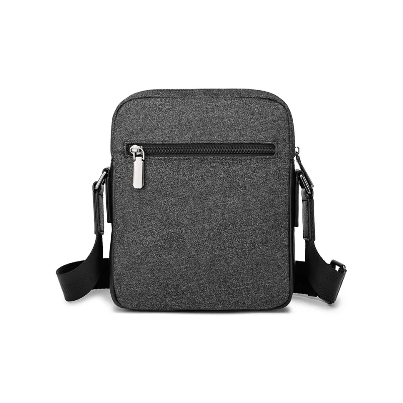 FAIRWHALE Oxford With Cow Leather Shoulder Bag Crossbody Bag Messenger Bag Men's Dark Gray-3