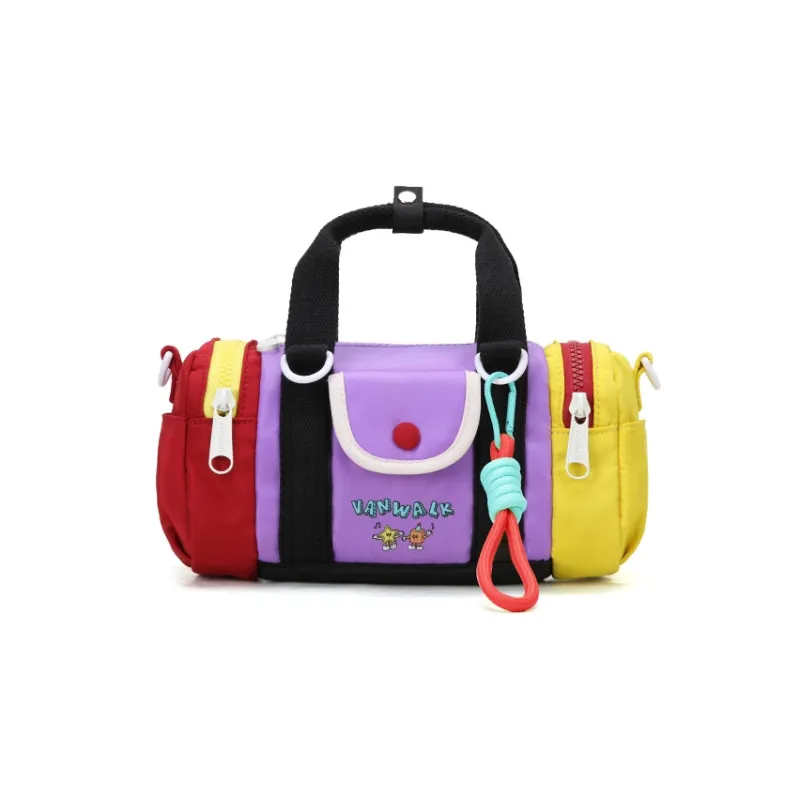 VANWALK Polyester Travel Shoulder Bag Crossbody Bag Handbag Regular Unisex White/Purple-4