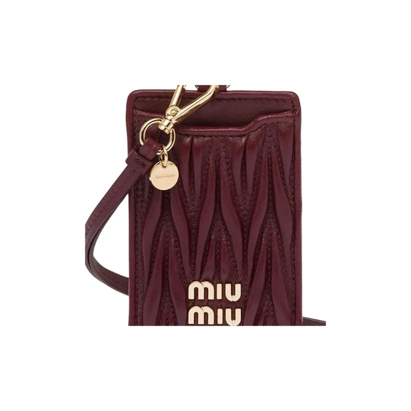 MIU MIU Nappa Leather Card Holder Women's Chardonnay Red & Corn Yellow-2