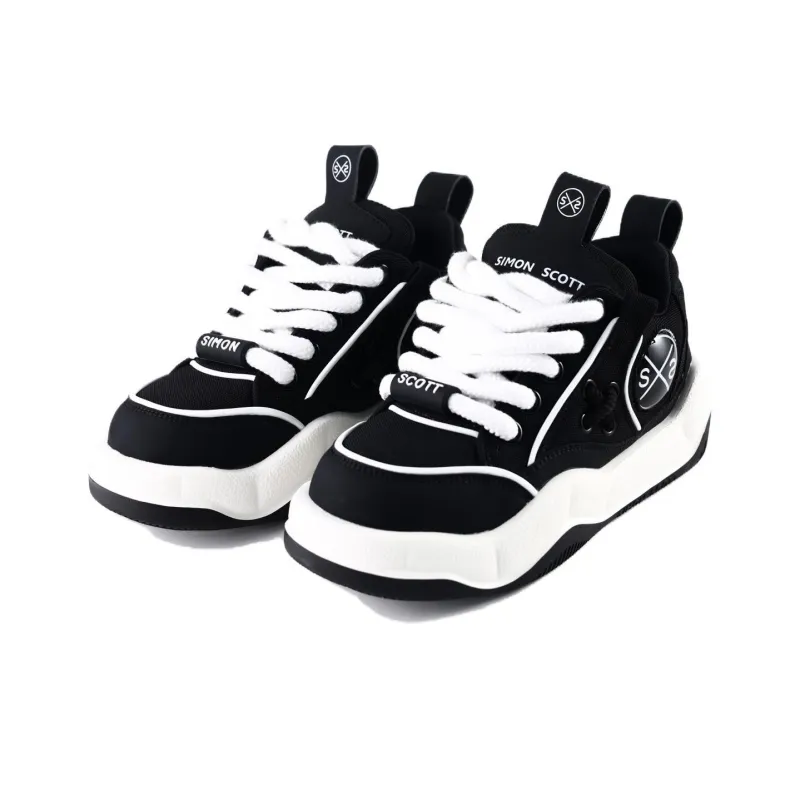 SIMON SCOTT SS Slip Resistant Breathable Lightweight Height Increasing Low Top Casual Shoes Unisex Black-3