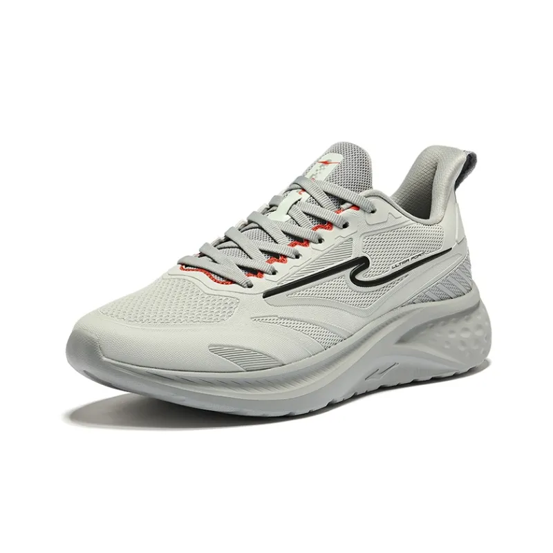 Erke Anti-Slip And Wear-Resistant Breathable Low-Top Running Shoes Men's White Dew Gray Recycling-2