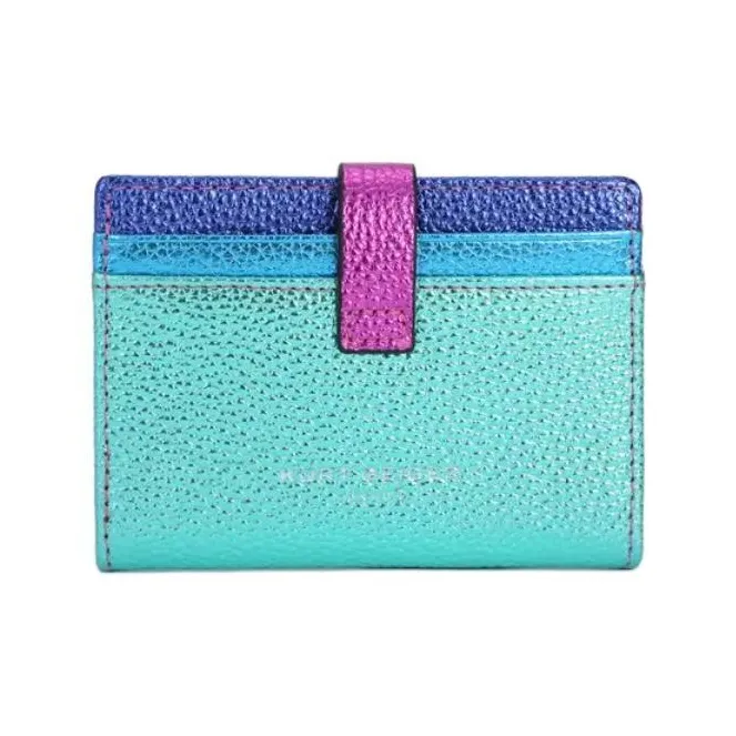 Kurt Geiger London Pebbled Cow Leather Card Holder Women's Blue & Multicolor-2