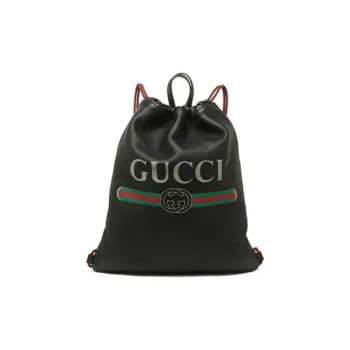 GUCCI Leather Backpack Medium Size Unisex Black