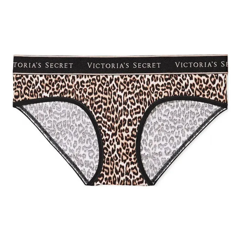 Victoria's Secret PINK COTTON Logo Cotton Hiphugger Panty/Basic Instincts Underpants Women's 1 Pack Leopard Print-0