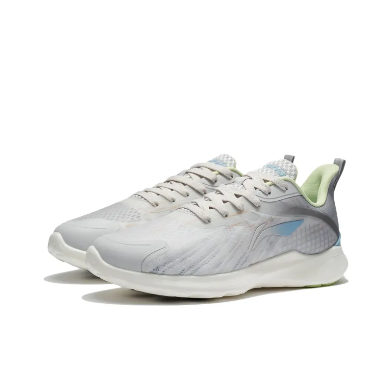 LiNing Qingyi Cushioned Wear-Resistant Breathable Low-Top Running Shoes Men's Gray-3