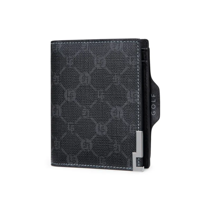 GOLF PVC Bonded Synthetic Leather Bonded Polyvinyl Chloride Wallet Medium Size Men's Black-8